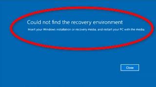 Fix Could Not Find The Recovery Environment || Insert Your Windows Installation Recovery Windows 10