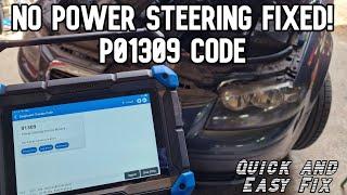 Audi A3 P01309 Power steering control module issue fix. No power steering. Hard to turn the steering