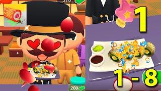 Sushi Roll 3D - Walkthrough Part 1 Levels  1 - 8 + VIP GUEST + BONUS SPICES | Gameplay Android