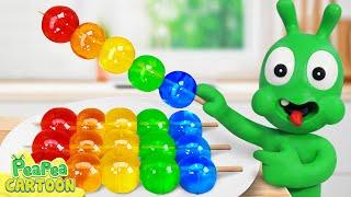 Pea Pea Tries Colorful Jelly Candy - Kid Learning - PeaPea Cartoon