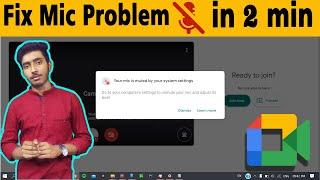 how to solve google meet mic problem (your mic is muted by your system settings)