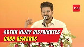 WATCH: Tamil Superstar Actor Vijay meets school students, distributes cash reward to toppers