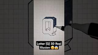 How to draw Letter (Q) 3D Real Illusion #art #drawing  #easy3d  #realistic #3ddrawing #satisfying