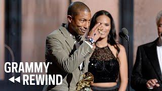 Watch Pharrell Williams Celebrate His "Happy" Best Pop Solo Performance Win In 2015 | GRAMMY Rewind