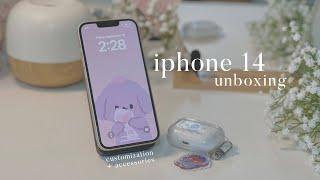 iphone 14 unboxing (Starlight)  || new accessories + customization 