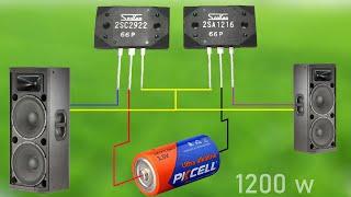 DIY Powerful Ultra Bass Amplifier Sanken Transistor 2SC2922 2SA1216 , No IC , Simple circuit