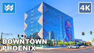 [4K]  Downtown Phoenix, Arizona USA Summer Walking Tour & Travel Guide  Binaural City Sound