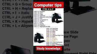 CTRL A to Z shortcut key ||ctrl a to z shortcut key of computer