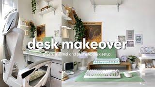 aesthetic desk makeover 2023 | green and minimalist, ergonomic chair, shopee haul ft. epomaker