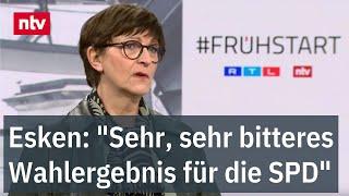 "Sehr, sehr bitteres Wahlergebnis für die SPD" - Saskia Esken im ntv Frühstart