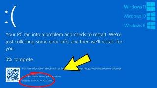 Fix Critical Process Died Blue Screen Windows 11/10/8 | How To Solve critical process died Error ️