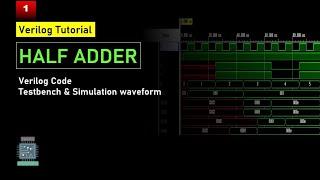 verilog code for Half Adder | simulation with testbench Waveform | online simulator