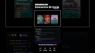 Interactive 3D Cards #css #coding #Cards #Website #frontenddeveloper