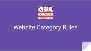 National History Day Rules: Website Category