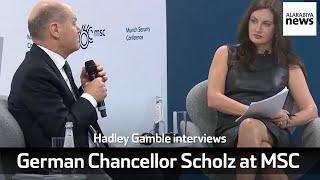 Hadley Gamble interviews German Chancellor Olaf Scholz at MSC