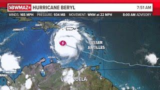 Hurricane Beryl continues to race through the Caribbean Sea as a Category 5 (8 a.m. July 2nd)