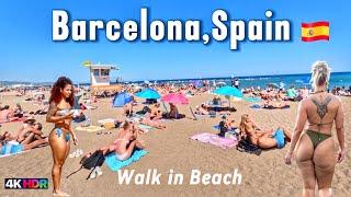 Barcelona in Spain/ Walking tour beach in Barcelona in Spain 4K HDR