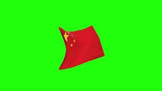 3d flag of China green screen video