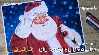 Drawing Santa Claus with Oil Pastel | How to draw using oil pastels