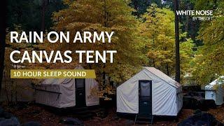 Rain on an Army Canvas Tent Sleep Sound - 10 Hours - Black Screen