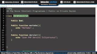 Php Dersleri 104 - Php Nesne Yönelimli Programlama | Public ve Private Deyimi