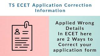 TS ECET Application Correction Information 2021