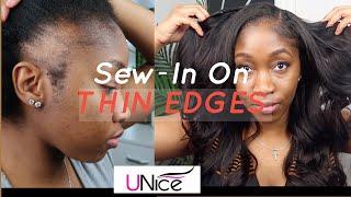 UNSPONSORED UNICE HAIR REVIEW 2022 | DIY QUICK EASY SEW IN ON VERY THIN EDGES ‼️| TamitheCreator