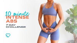 10 MINUTE INTENSE ABS WORKOUT No equipment | 7 day challenge with Krissy Cela