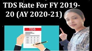 TDS Rate Chart.For FY 2019-20 (AY 2020-21)