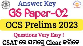 Answer Key | GS Paper-02 | CSAT Answer Key | OCS Prelims 2023 | Abinash Sir