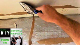 How to repair damaged drywall paper- Torn drywall and Blistered drywall brown paper repair Quick tip