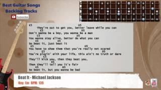  Beat It - Michael Jackson Bass Backing Track with scale, chords and lyrics