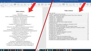 How to align page numbers in table of contents in word