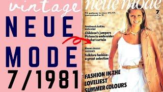 Vintage Neue Mode 7/1981German Sewing Pattern Magazine | Like Burda Style