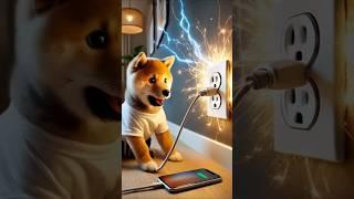 Cute dog wanted to charge his Phone... ️ #dog # funny #cartoon