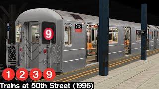 OpenBVE Virtual Railfanning: 1, 2, 3 and 9 Trains at 50th Street (1996)