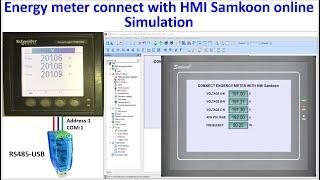 Energy meter connect with Samkoon HMI via Modbus RTU and USB converter