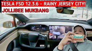 Tesla Model X FSD 12.3.6 - 1 Disengagement - Jersey City, NJ!  Jollibee Mukbang!