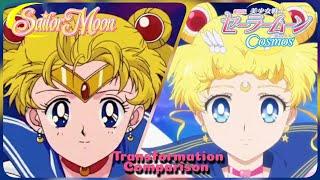 Sailor Moon Transformation Comparison (90's series & Cosmos The Movie)