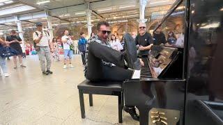 Elvis Plays Music With His Foot At The Public Piano