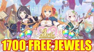 1700 Free Jewels for Princess Connect Re:Dive JP 3rd Anniversary Log in Bonus!