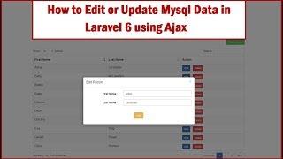 How to Edit or Update Mysql Data in Laravel 6 using Ajax