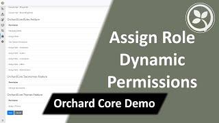 Assign Role Dynamic Permissions - Orchard Core Demo