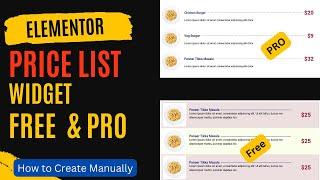 Elementor Price List Widget Free and Pro | How to create Price List manually