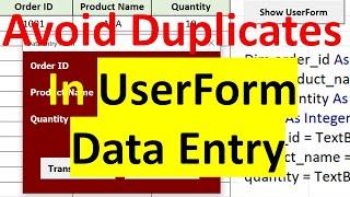 Excel VBA UserForm to Avoid Duplicate Entries while Transferring Data to Excel Worksheet