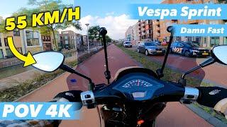 Vespa Sprint 50cc 4T POV drive 55 km/h (FAST DRIVING, ALMOST CRASH)