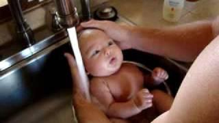 loving bath time w/daddy