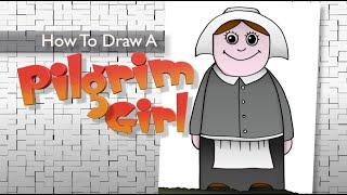 How to Draw a Pilgrim Girl  Thanksgiving  Easy Step by Step  Frazier Tales 