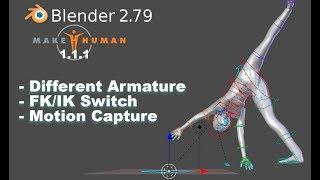 MakeHuman to Blender with IK Bones and Motion Capture (Tutorial)