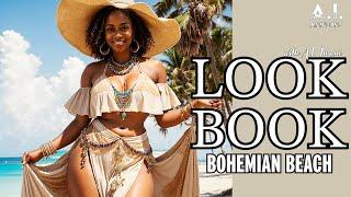 [4K] AI Art Model Look Book Video: Bohemian Style Beach outfits